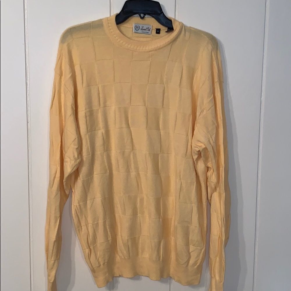 Vtg 80s Laurel Oak yellow cotton/rayon sweater